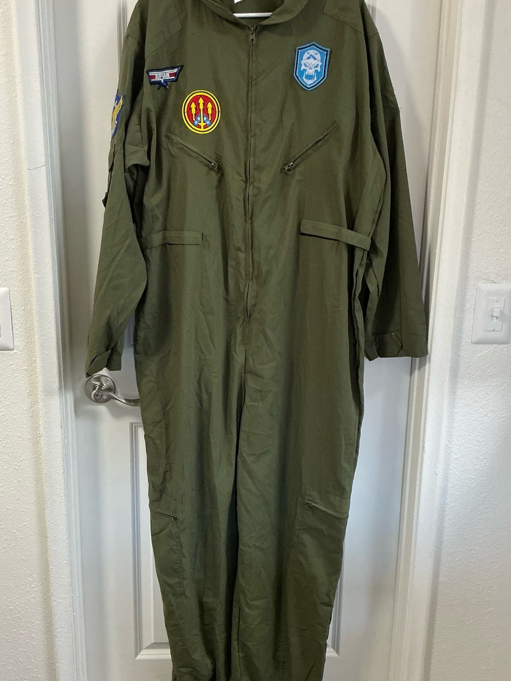 Spooktacular Creations Adult Unisex Pilot Costume FlightSuit Olive Green XXL